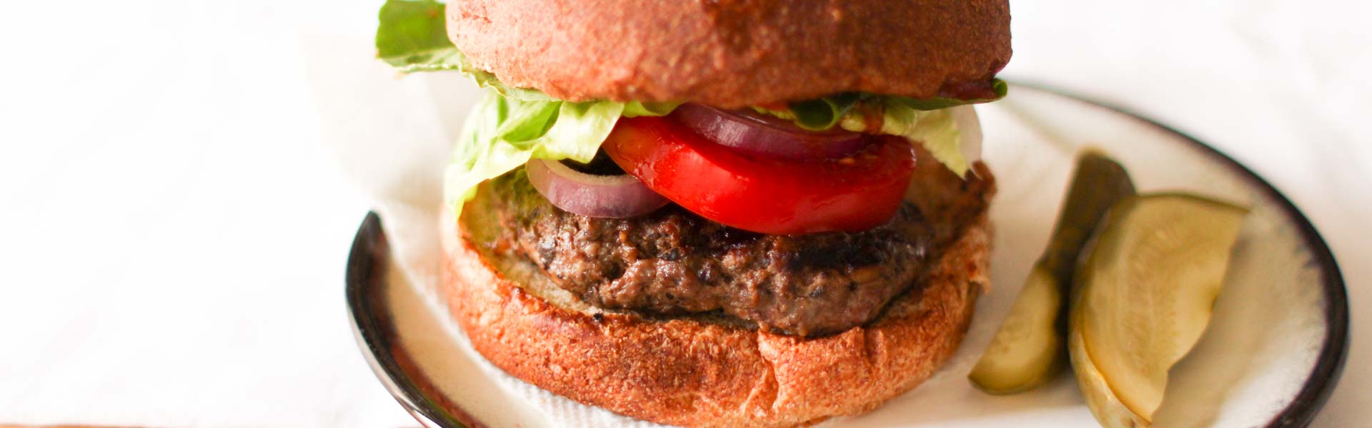 Blended Mushroom Beef Burger with Dried Plum Puree makes a burger that tastes juicy and rich without as much meat or sodium.