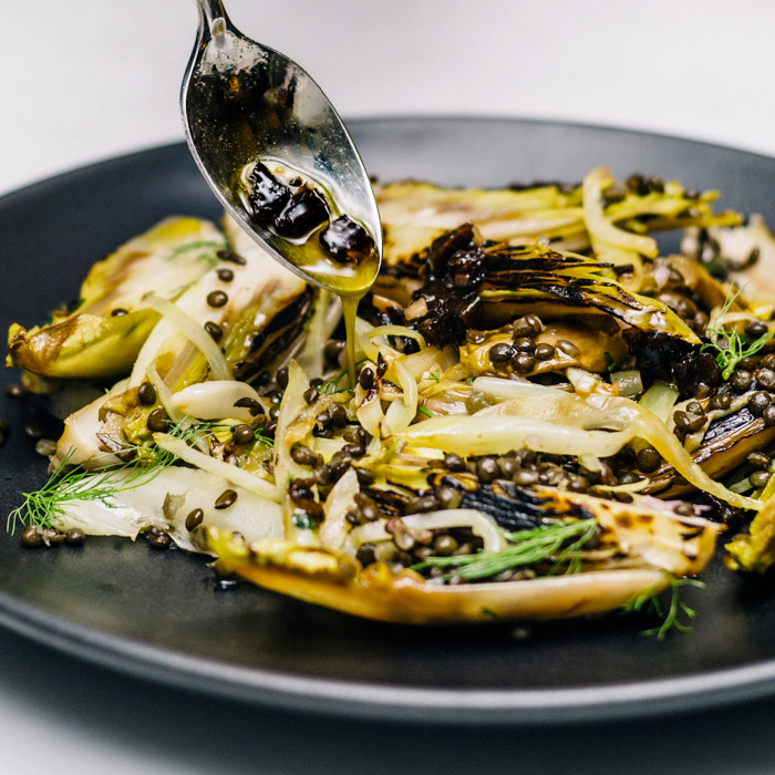 Charred Endive and Lentil Salad with Shallot Vinaigrette