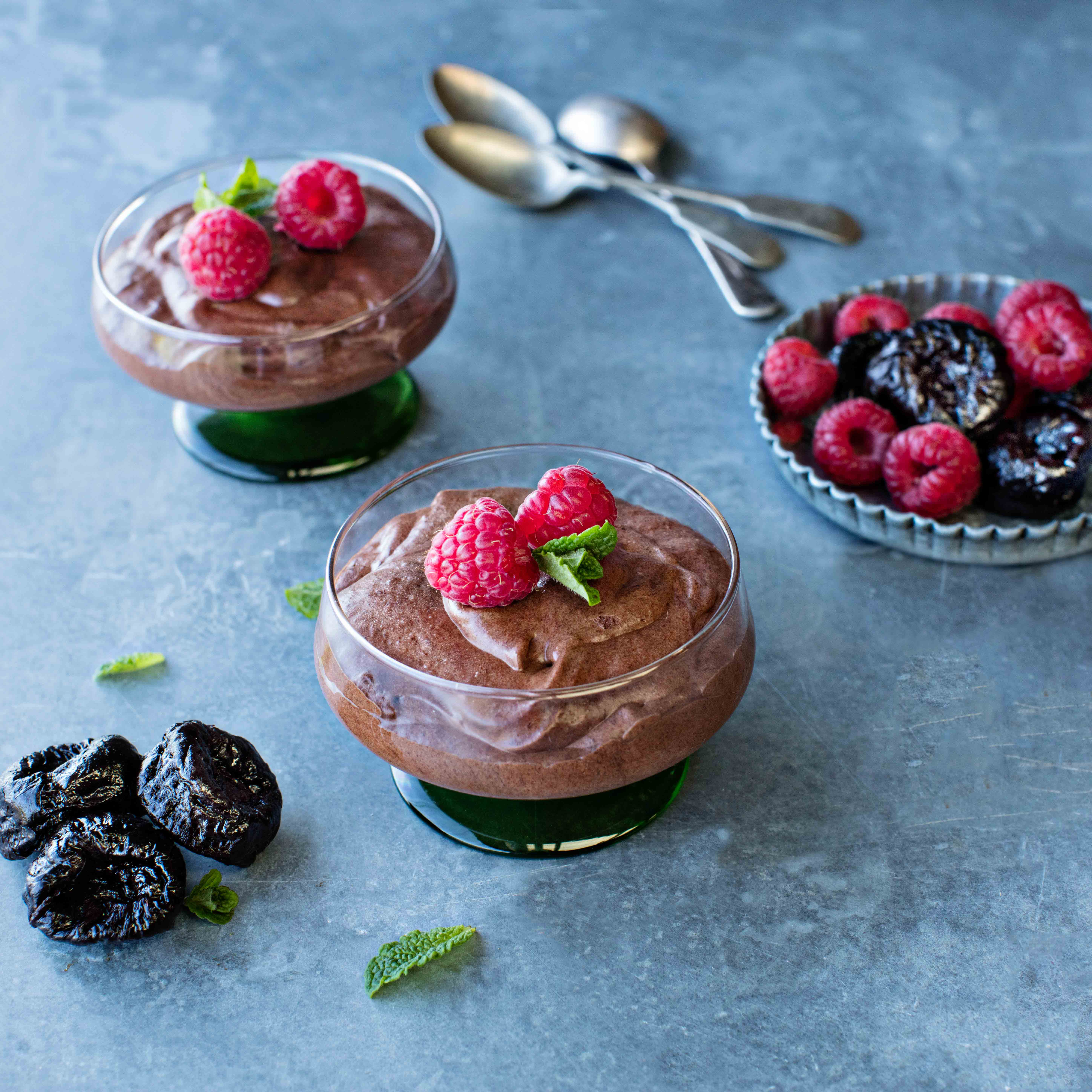 This mousse is sweetened with prunes and flavored with a hint of the coffee and cardamom.