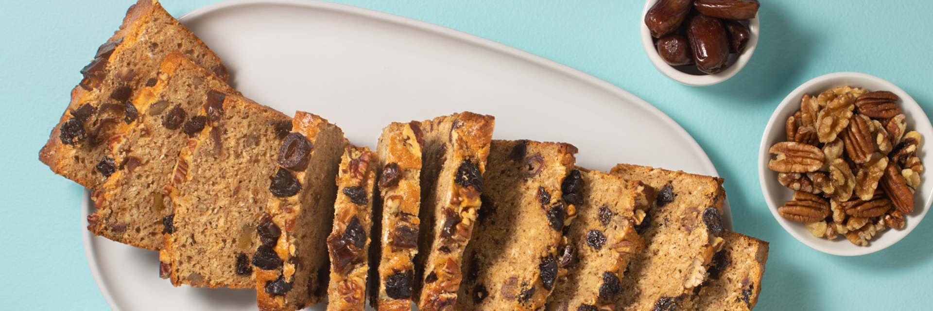 Combining prunes, dates, and nuts together in a spiced quickbread is a way to offer an afternoon pick-me-up that comes with the benefit providing fiber and tangy sweetness from the dried fruit.