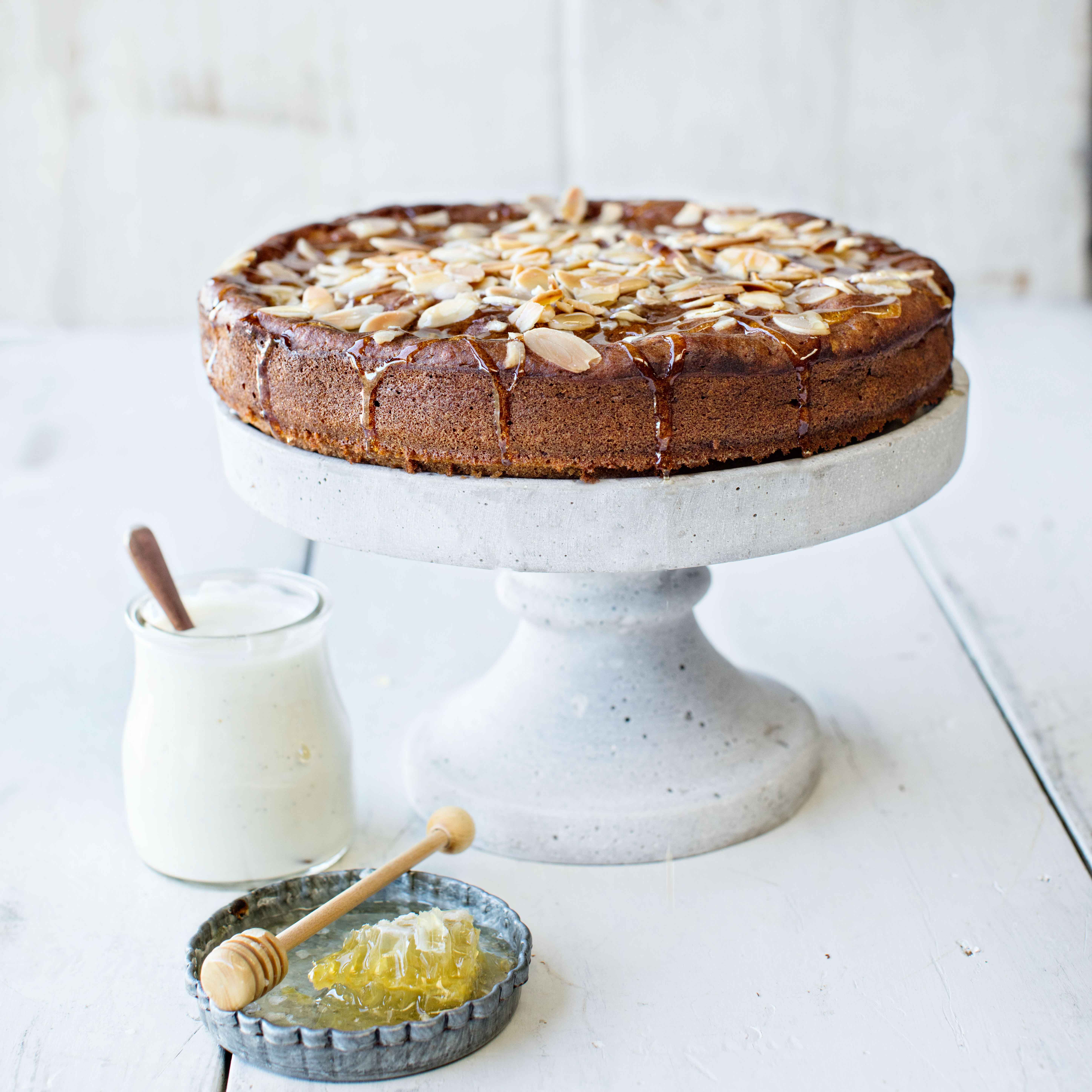 almond cake with prunes and honey for a healthy treat