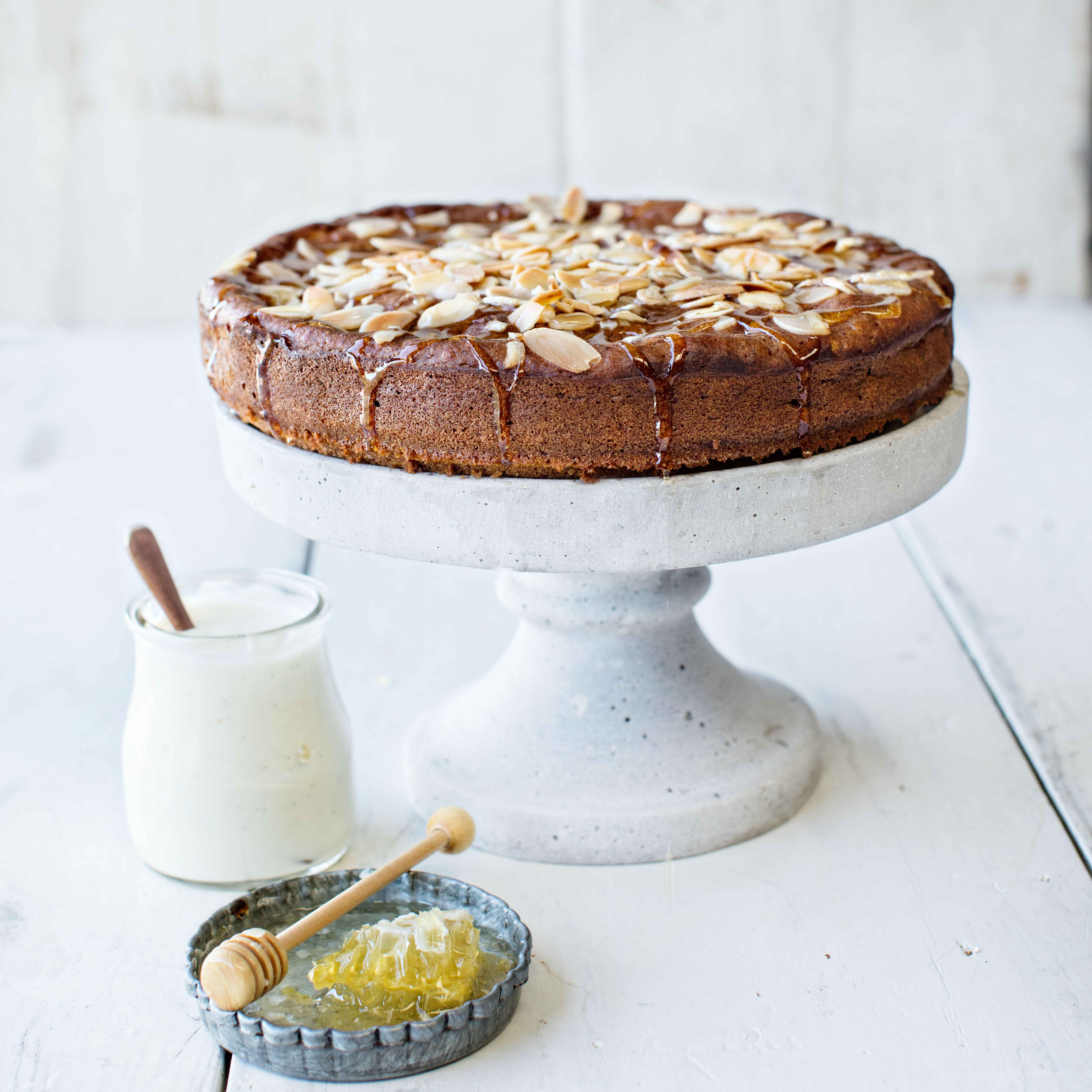 Almond Cake with Prunes and Honey