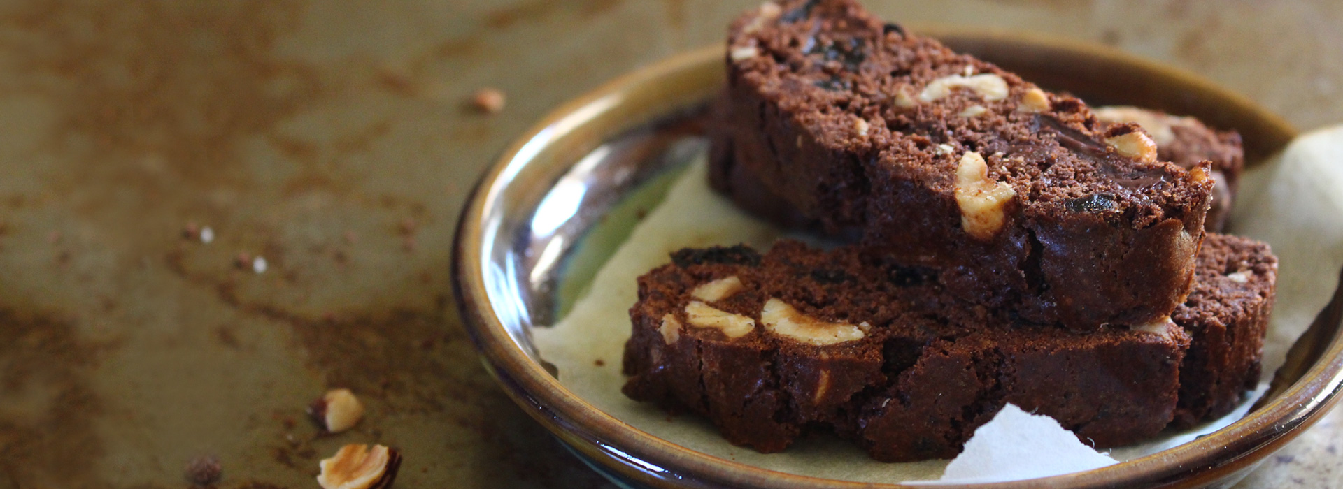 Diced prunes and espresso powder add richness to this nutty, wholesom biscotti, which is perfect for afternoon coffee or snacks.