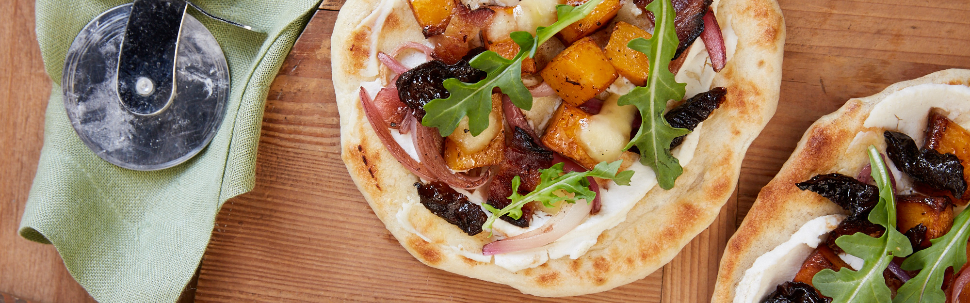 pizzettes with butternut squash and prunes