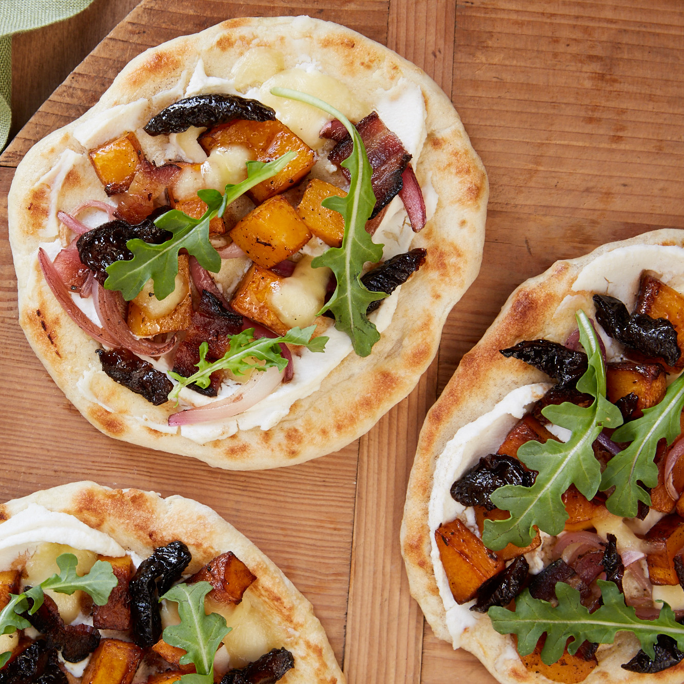 Pizzettes with Butternut Squash and Prunes