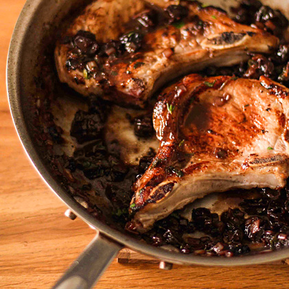 Pork Chops with Prune Pan Sauce