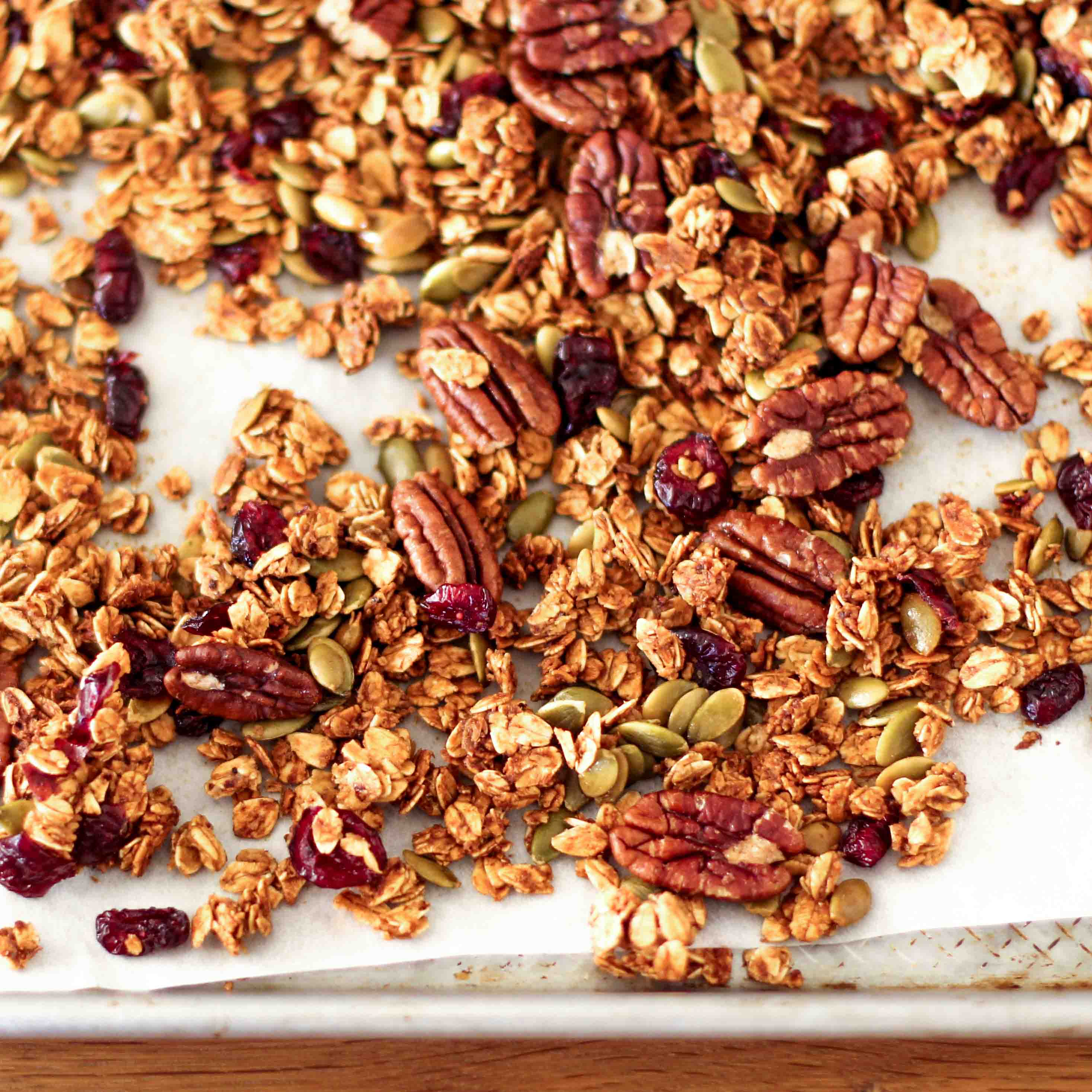 This oil-free granola bakes oats at a low oven temperature with prune juice concentrate in place of oil. The result is a granola so crunchy and caramelized that nothing tastes like it's missing.